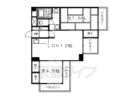 阪急電鉄京都線 大宮駅(京都) 徒歩1分 11階建 築44年(2LDK/9階)の間取り写真