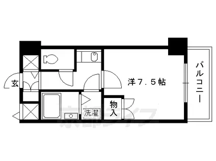 京都市烏丸線 北山駅(京都) 徒歩16分 7階建 築36年(1K/6階)の間取り写真
