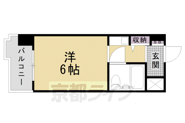 京都市烏丸線 四条駅(京都市営) 徒歩7分 11階建 築40年(1K/7階)の間取り写真