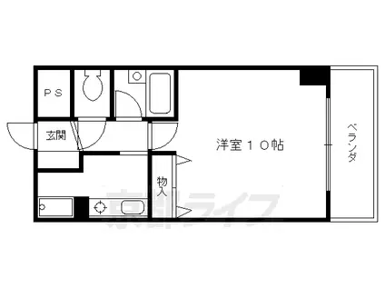 阪急電鉄京都線 大宮駅(京都) 徒歩2分 10階建 築28年(1K/9階)の間取り写真
