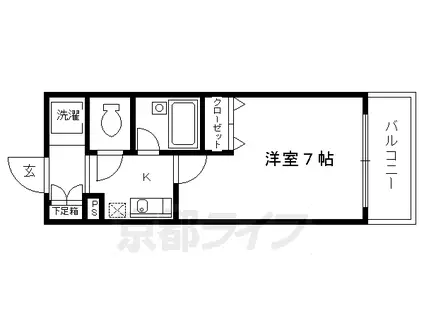 阪急電鉄京都線 大宮駅(京都) 徒歩2分 10階建 築28年(1K/4階)の間取り写真