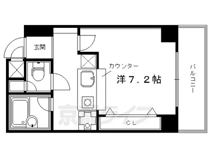 京阪電気鉄道京阪線 清水五条駅 徒歩8分 8階建 築27年(1K/4階)の間取り写真