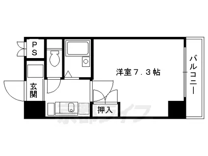 京都市烏丸線 烏丸御池駅 徒歩3分 5階建 築28年(1K/2階)の間取り写真