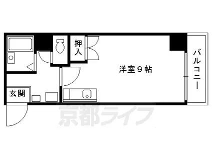 京都市烏丸線 烏丸御池駅 徒歩3分 5階建 築28年(ワンルーム/2階)の間取り写真