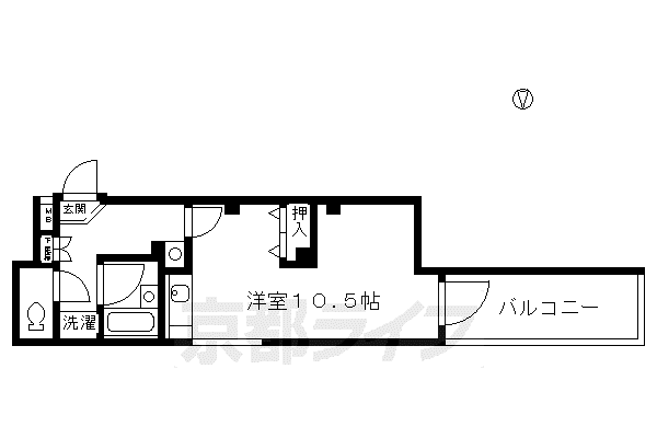 京都市烏丸線 烏丸御池駅 徒歩5分 13階建 築28年(ワンルーム/5階)の間取り写真