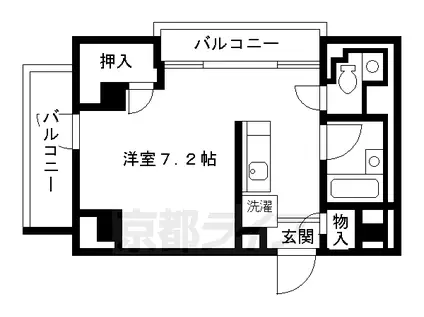 京都市烏丸線 烏丸御池駅 徒歩5分 13階建 築28年(1K/12階)の間取り写真