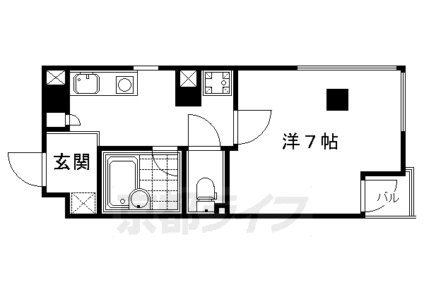 京都市烏丸線 烏丸御池駅 徒歩5分 13階建 築28年(1K/9階)の間取り写真