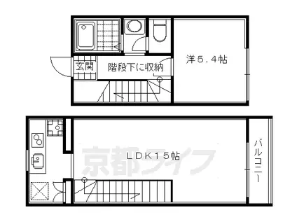 京阪電気鉄道京阪線 三条駅(京都) 徒歩10分 5階建 築28年(1LDK/1階)の間取り写真