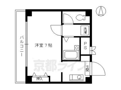京都市東西線 京都市役所前駅 徒歩6分 5階建 築27年(ワンルーム/3階)の間取り写真