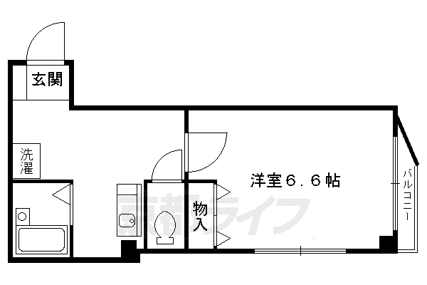 京都市東西線 京都市役所前駅 徒歩6分 5階建 築28年(1K/4階)の間取り写真