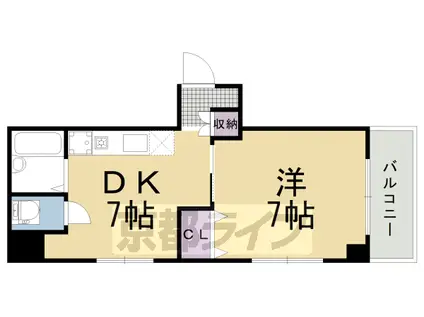 阪急電鉄京都線 大宮駅(京都) 徒歩4分 11階建 築28年(1DK/3階)の間取り写真
