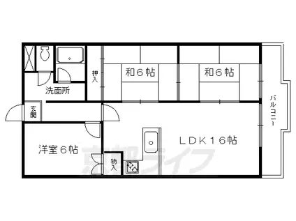 京都市東西線 東山駅(京都) 徒歩7分 3階建 築42年(3LDK/2階)の間取り写真