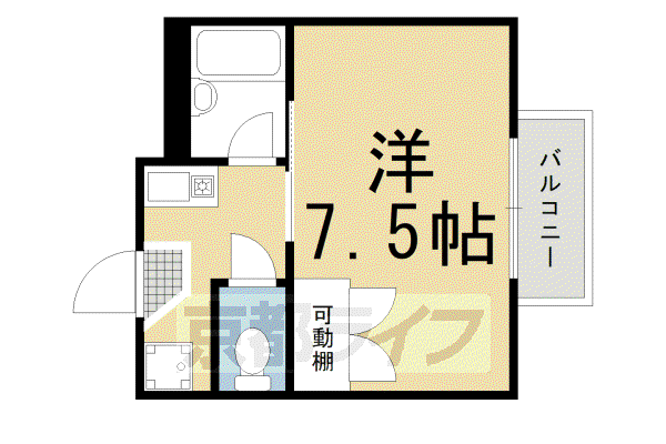 阪急電鉄京都線 大宮駅(京都) 徒歩5分 4階建 築29年(1K/3階)の間取り写真