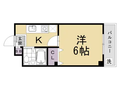 阪急電鉄京都線 大宮駅(京都) 徒歩8分 3階建 築33年(1K/2階)の間取り写真