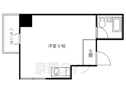 阪急電鉄京都線 大宮駅(京都) 徒歩3分 8階建 築37年(ワンルーム/6階)の間取り写真