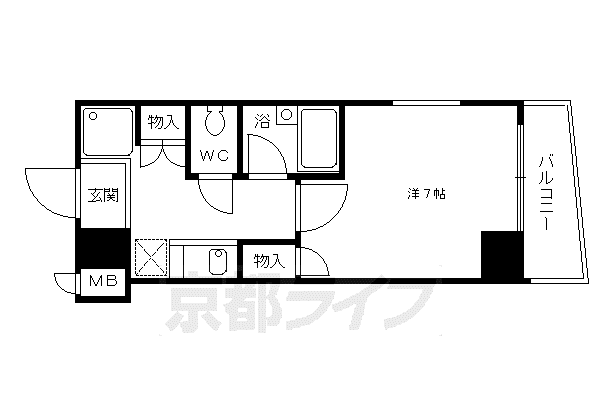 山陰本線 花園駅(京都) 徒歩10分 5階建 築27年(1K/4階)の間取り写真