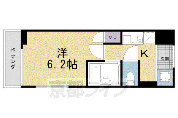 山陰本線 花園駅(京都) 徒歩10分 5階建 築27年(1K/3階)の間取り写真