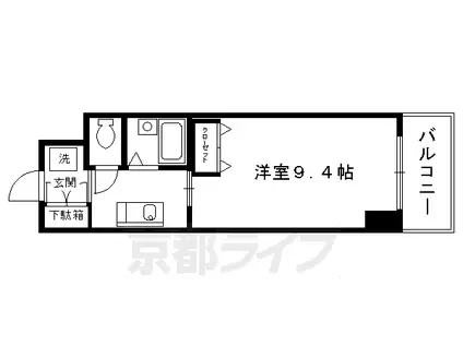 阪急電鉄京都線 京都河原町駅 徒歩7分 8階建 築27年(1K/6階)の間取り写真