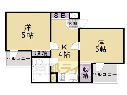 京都市烏丸線 烏丸御池駅 徒歩7分 5階建 築31年(2K/4階)の間取り写真