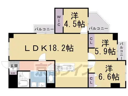 東海道本線 西大路駅 徒歩8分 10階建 築41年(3LDK/10階)の間取り写真