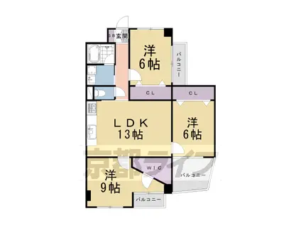 東海道本線 西大路駅 徒歩8分 10階建 築41年(3LDK/3階)の間取り写真