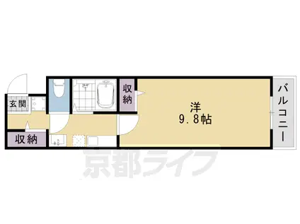 京都市烏丸線 四条駅(京都市営) 徒歩5分 5階建 築26年(1K/4階)の間取り写真