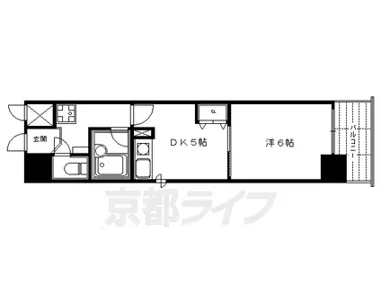 阪急電鉄京都線 京都河原町駅 徒歩2分 14階建 築26年(1DK/2階)の間取り写真