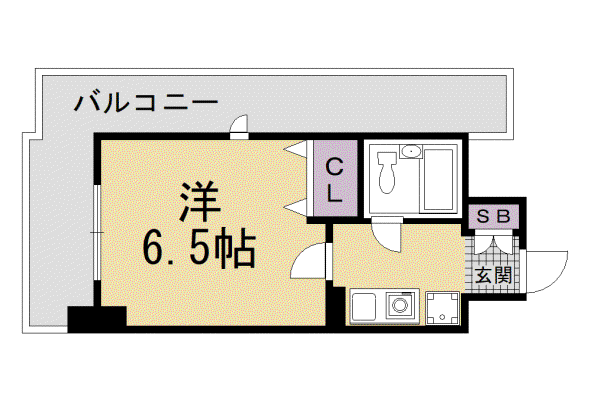 阪急電鉄京都線 京都河原町駅 徒歩2分 14階建 築27年(1K/5階)の間取り写真