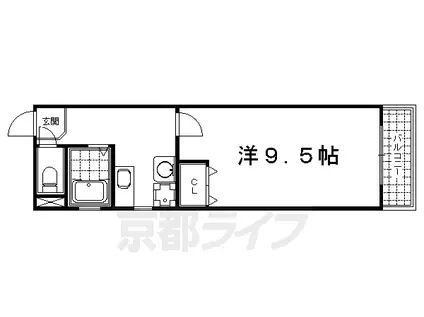 阪急電鉄京都線 大宮駅(京都) 徒歩1分 5階建 築27年(1K/2階)の間取り写真
