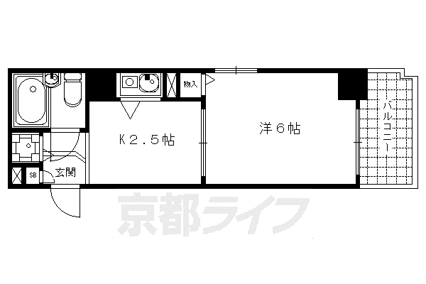 ライオンズマンション東洞院(1K/7階)の間取り写真