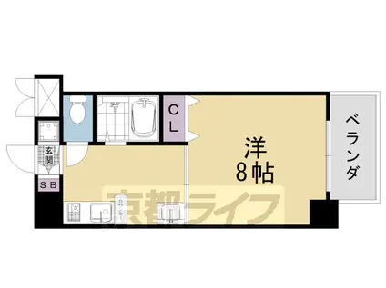 エステムコート御所南2(1K/8階)の間取り写真