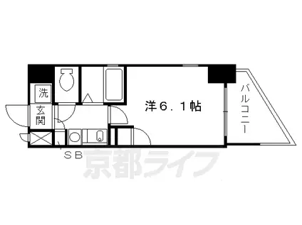 京都市烏丸線 烏丸御池駅 徒歩5分 10階建 築26年(1K/2階)の間取り写真