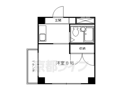 阪急電鉄京都線 大宮駅(京都) 徒歩5分 4階建 築37年(1K/4階)の間取り写真