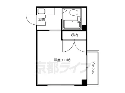 阪急電鉄京都線 大宮駅(京都) 徒歩5分 4階建 築37年(1K/4階)の間取り写真