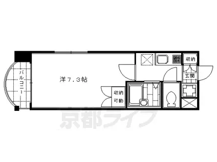 京都市烏丸線 四条駅(京都市営) 徒歩3分 5階建 築25年(1K/5階)の間取り写真