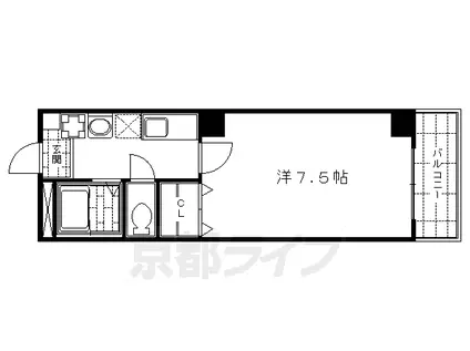 京都市烏丸線 丸太町駅(京都市営) 徒歩4分 5階建 築28年(1K/2階)の間取り写真