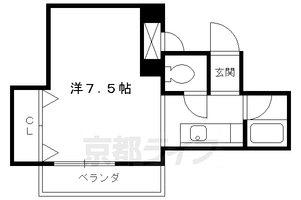 京都市烏丸線 四条駅(京都市営) 徒歩5分 6階建 築37年(1K/3階)の間取り写真