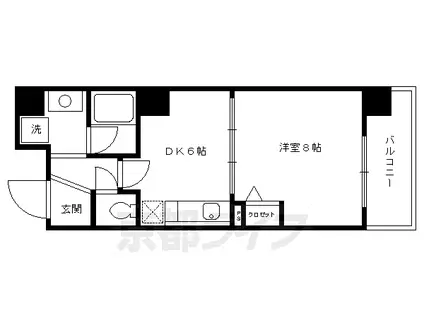 京都市烏丸線 四条駅(京都市営) 徒歩5分 10階建 築24年(1DK/2階)の間取り写真
