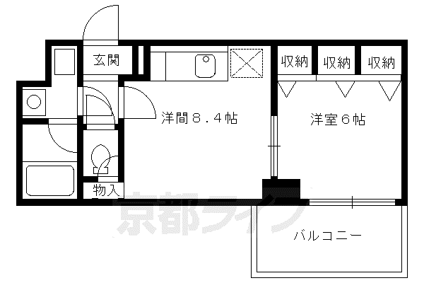 京都市烏丸線 四条駅(京都市営) 徒歩5分 10階建 築25年(1LDK/10階)の間取り写真