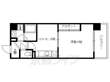 京都市烏丸線 四条駅(京都市営) 徒歩7分 10階建 築24年(1DK/10階)の間取り写真