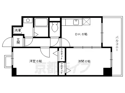 プラネシア星の子京都駅前西(2DK/6階)の間取り写真