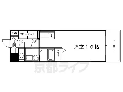 京都市烏丸線 四条駅(京都市営) 徒歩2分 11階建 築24年(ワンルーム/4階)の間取り写真