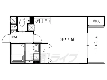京阪電気鉄道京阪線 三条駅(京都) 徒歩10分 4階建 築24年(ワンルーム/3階)の間取り写真