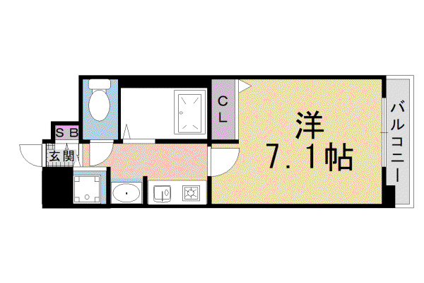 プレサンス京都神宮道(1K/3階)の間取り写真