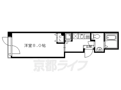京都市烏丸線 四条駅(京都市営) 徒歩5分 4階建 築23年(1K/3階)の間取り写真
