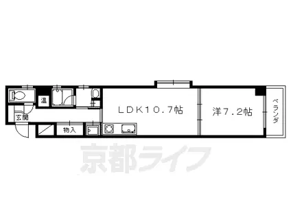 京都市烏丸線 四条駅(京都市営) 徒歩6分 5階建 築24年(1LDK/2階)の間取り写真