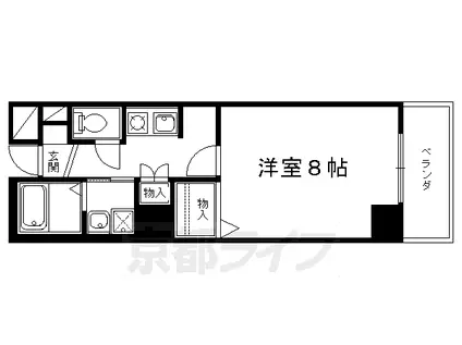 京都市烏丸線 烏丸御池駅 徒歩10分 8階建 築23年(1K/5階)の間取り写真