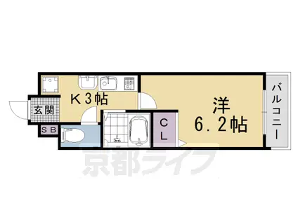 京都市烏丸線 四条駅(京都市営) 徒歩5分 11階建 築25年(1K/4階)の間取り写真