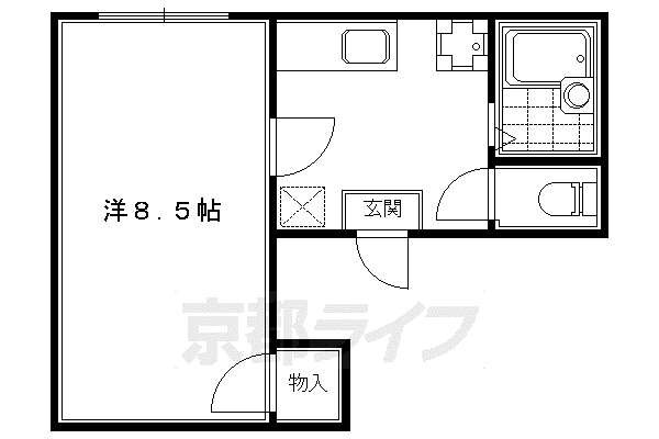 ベルステージ東山(1K/2階)の間取り写真
