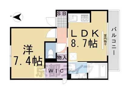 阪急電鉄京都線 大宮駅(京都) 徒歩8分 2階建 築4年(1LDK/2階)の間取り写真